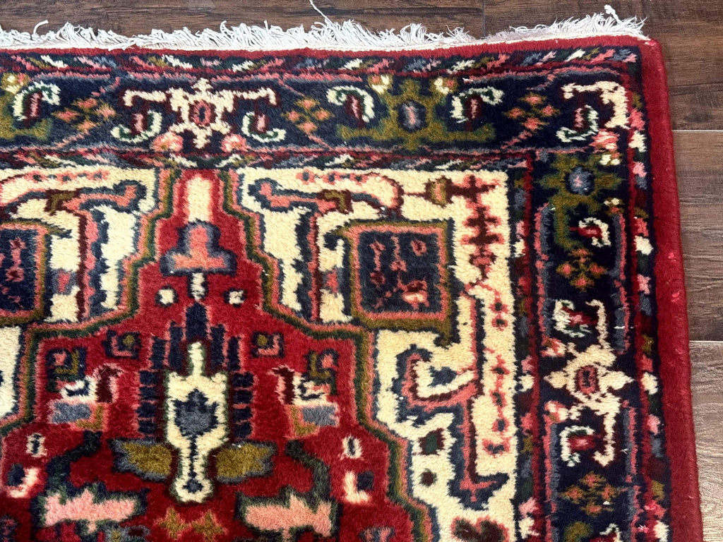 Indo Persian Heriz Runner Rug 3 x 17, Geometric Long Runner Carpet for Hallway, Medallions, Wool Runner Rug 3x17