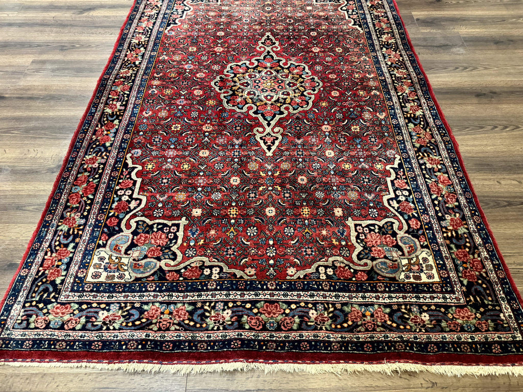 Antique Persian Rug 5x7, Red, Fine 260 KPSI, Bidjar Carpet
