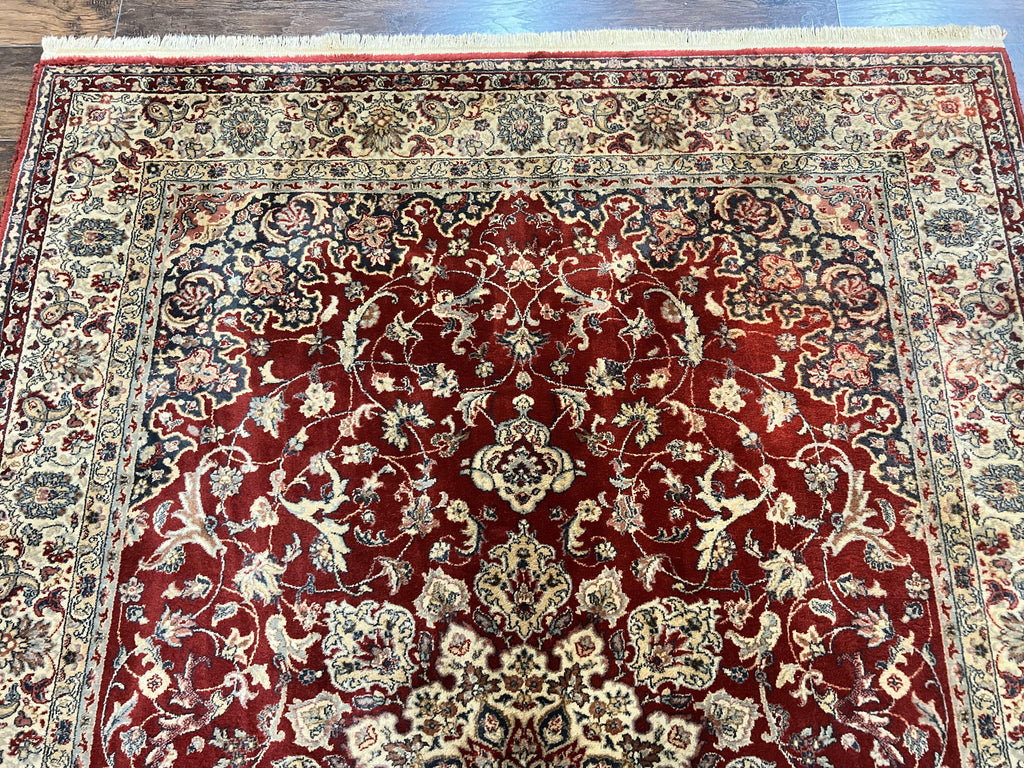 Couristan Rug 5.6 x 8, Floral Medallion, Dark Red Cream, Belgium Power Loomed Rug, Taj Mahal Rug, Vintage Oriental Wool Carpet