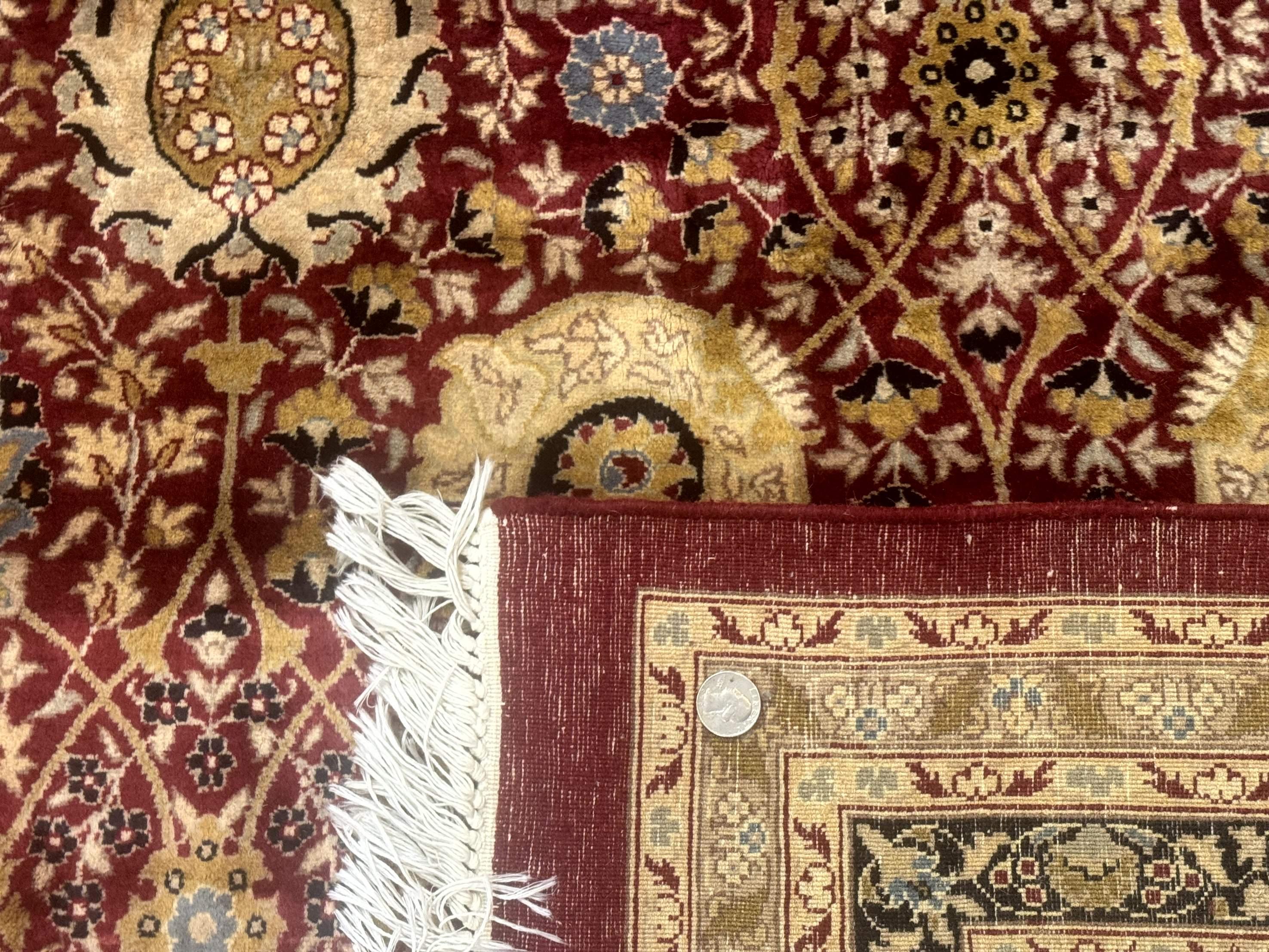 Palace Size Pak Persian Rug 12x15, Brick Red, Allover Pattern, Handmade Oversized Wool Oriental Carpet, Large Area Rug, Fine 225 KPSI