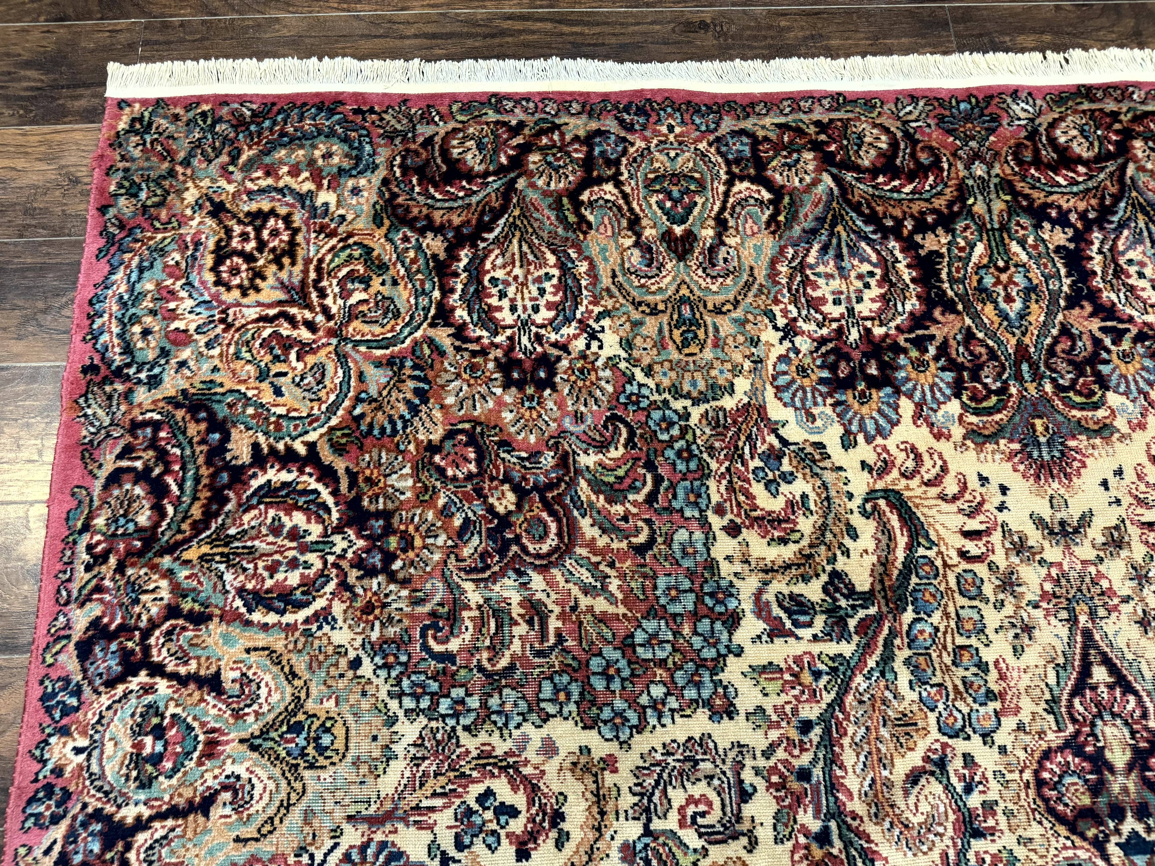 Antique Karastan Kirman Rug 8.8 x 12, Imperial Karastan #1427, Ivory Kirman