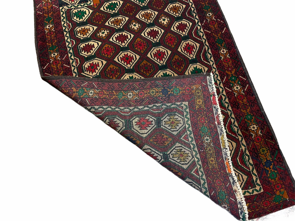3x5 Vintage Handmade Wool Rug Tribal Turkoman Balouch Prayer Rug Organic Dyes