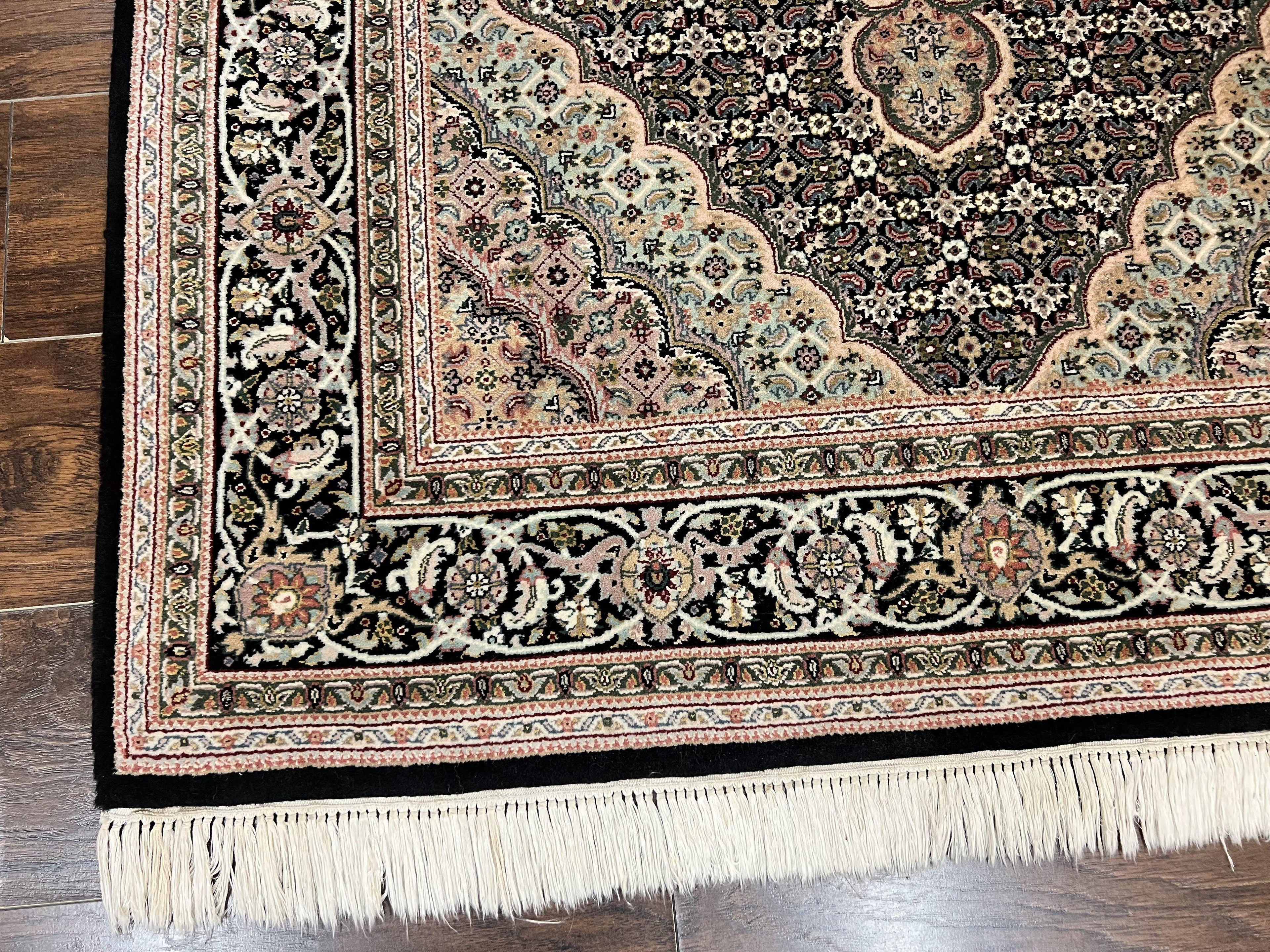 Sino Persian Rug 4x6, Fine Hand Knotted Carpet, Black, Wool, Vintage Rug 4 x 6, Herati Mahi, 300 KPSI