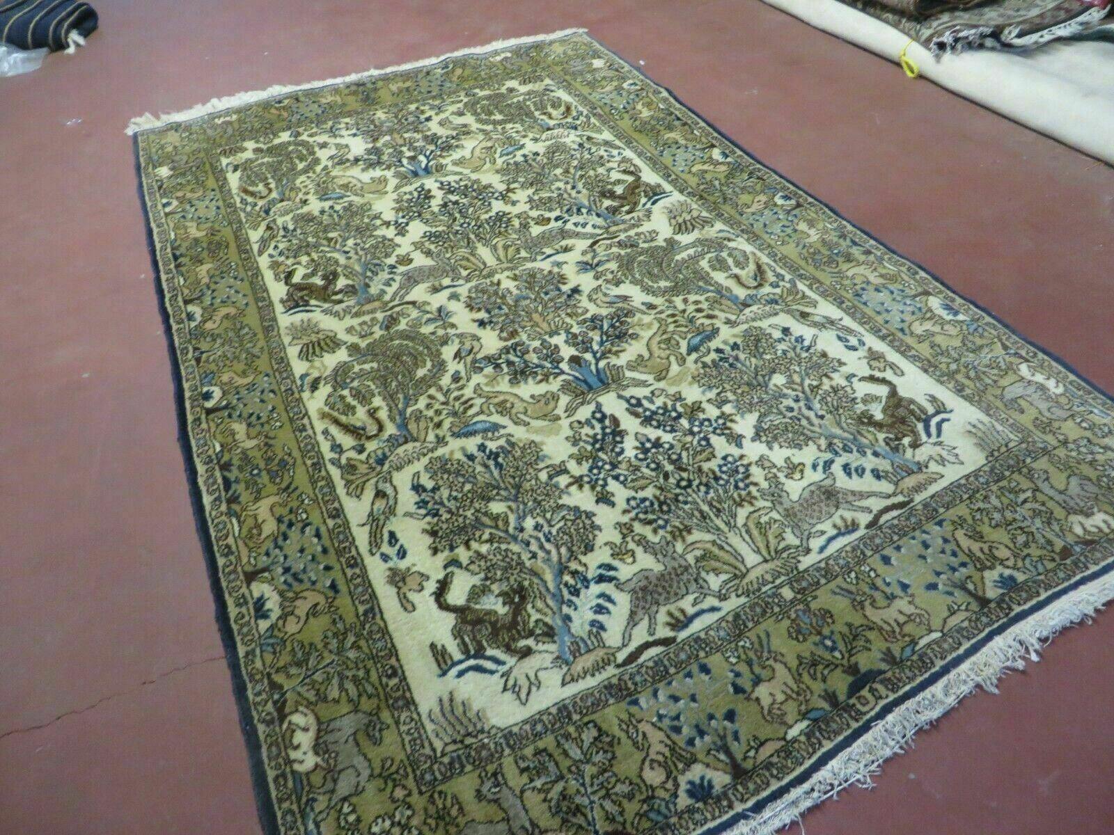 4' X 6 Handmade India Oriental Fine Pictorial Tree Of Life Wool Silk Rug Wow