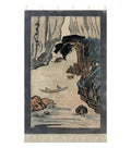 Chinese Silk Wall Hanging 3x5, Handmade, River and Boat Scene, Rug Tapestry