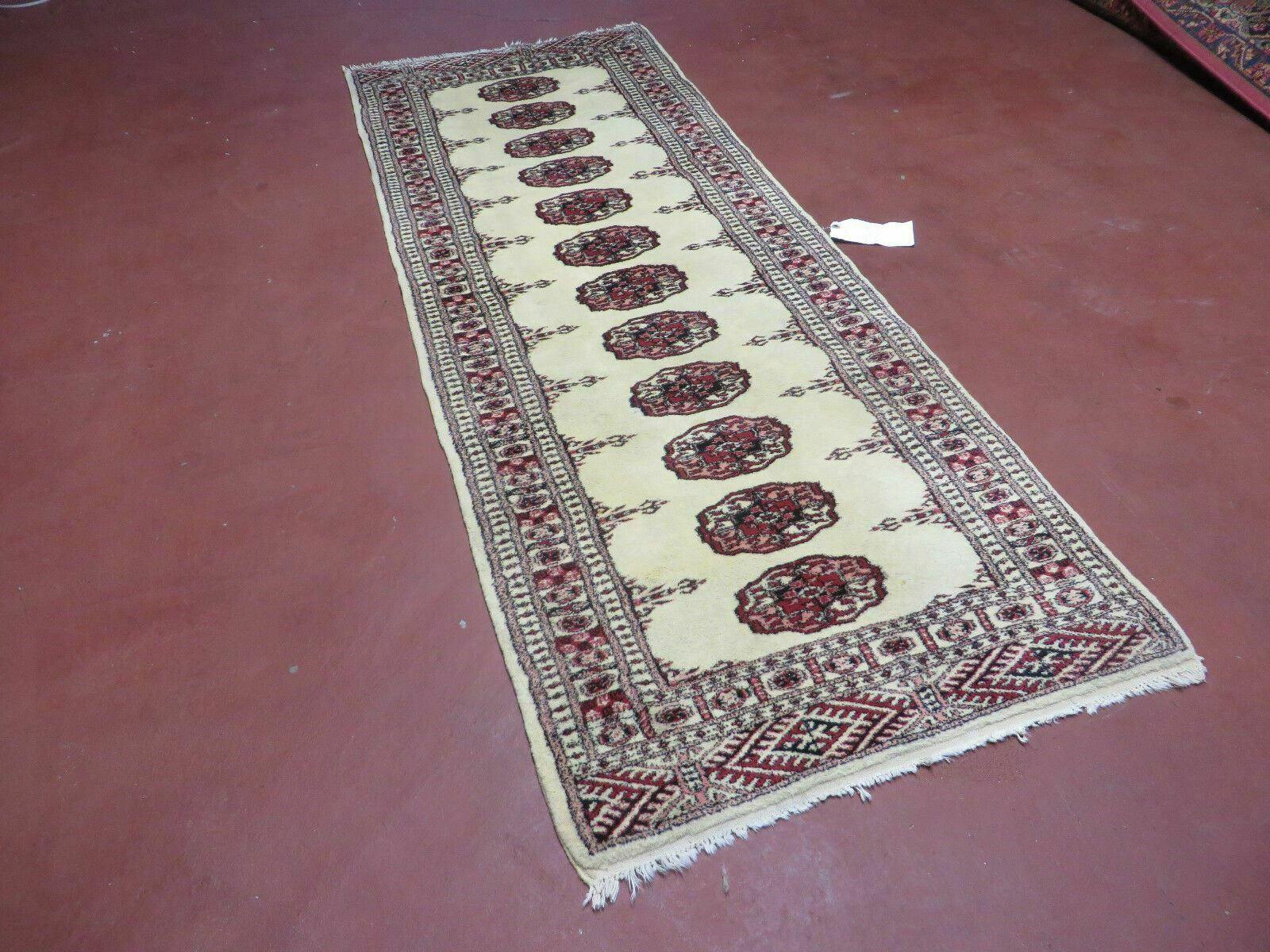 2' 7" x 7' Handmade Finely Knotted Pakistani Turkoman Bokhara Detailed Wool Rug