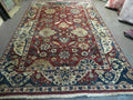 6' X 9' Vintage Handmade India Floral Oriental Wool Rug Vegetable Dyes Red Nice