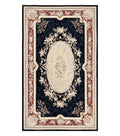 Needlepoint Rug 5x8, Wool Handmade Vintage European Design Carpet, Black & Maroon, French Aubusson Pattern Flatweave Rug