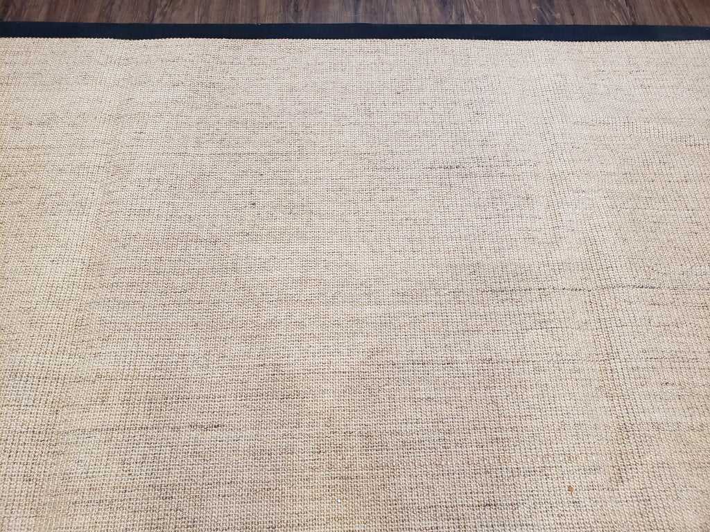 Jute Rug 8x10, Natural Jute Fiber Area Rug, Natural Sisal Area Rug with Black Border, 8x10 Carpet, Solid Jute Rug 8 x 10, Farmhouse Rug