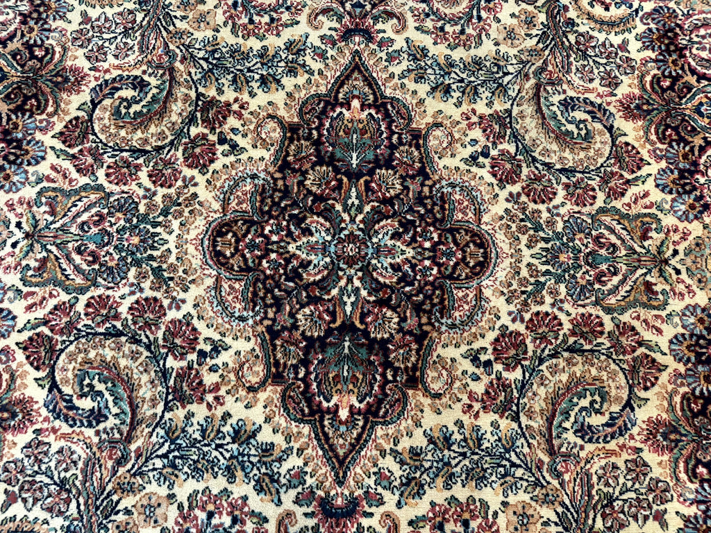 Antique Karastan Kirman Rug 8.8 x 12, Imperial Karastan #1427, Ivory Kirman