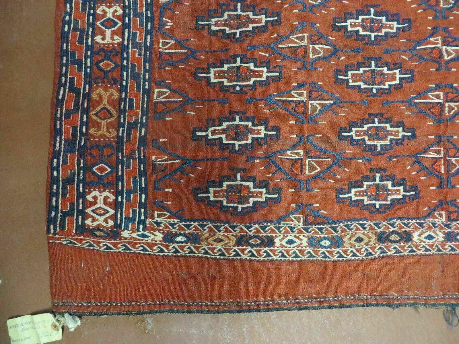 2'8" X 4' Antique Handmade Tribal Wool Rug Pillow Case Yamud Flat Weave Diamond