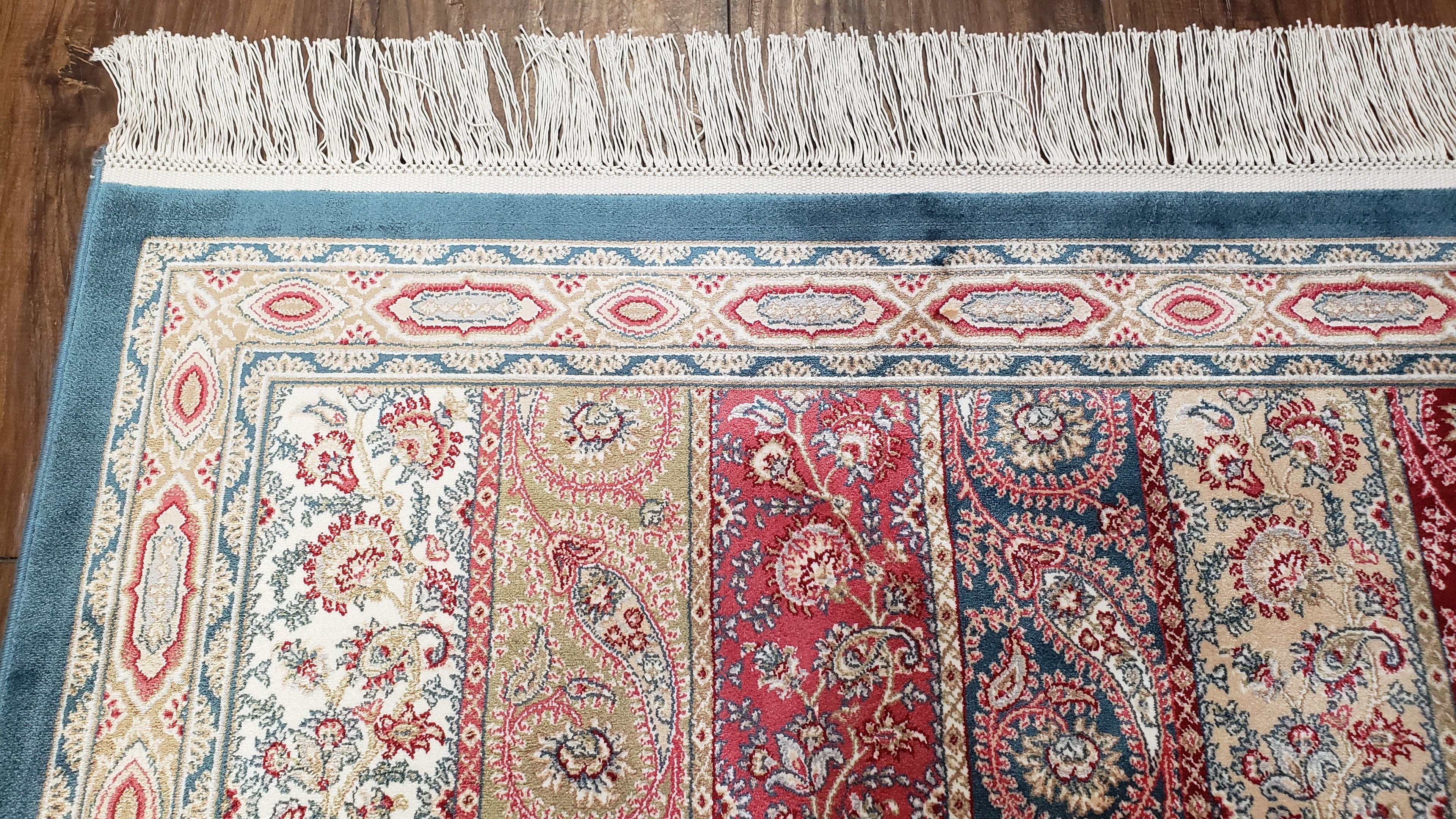 Paisley Pattern Silk Rug, Boteh Design, All Silk Accent Rug, Oriental Carpet, Very Detailed, 2' 8" x 4' 1", New, Bamboo Silk