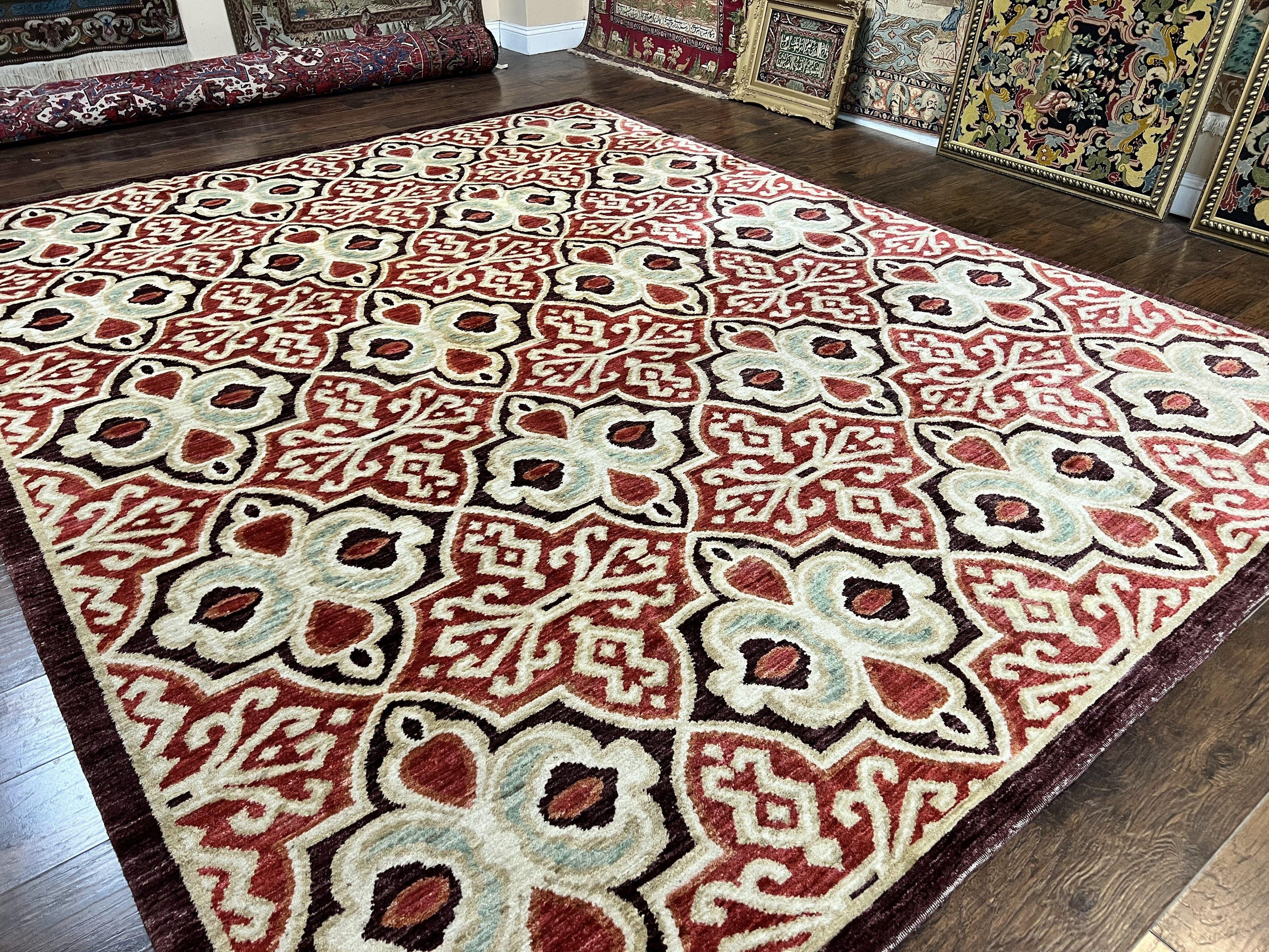 Portuguese Rug 9x12, Vintage Carpet, Handmade Wool Rug