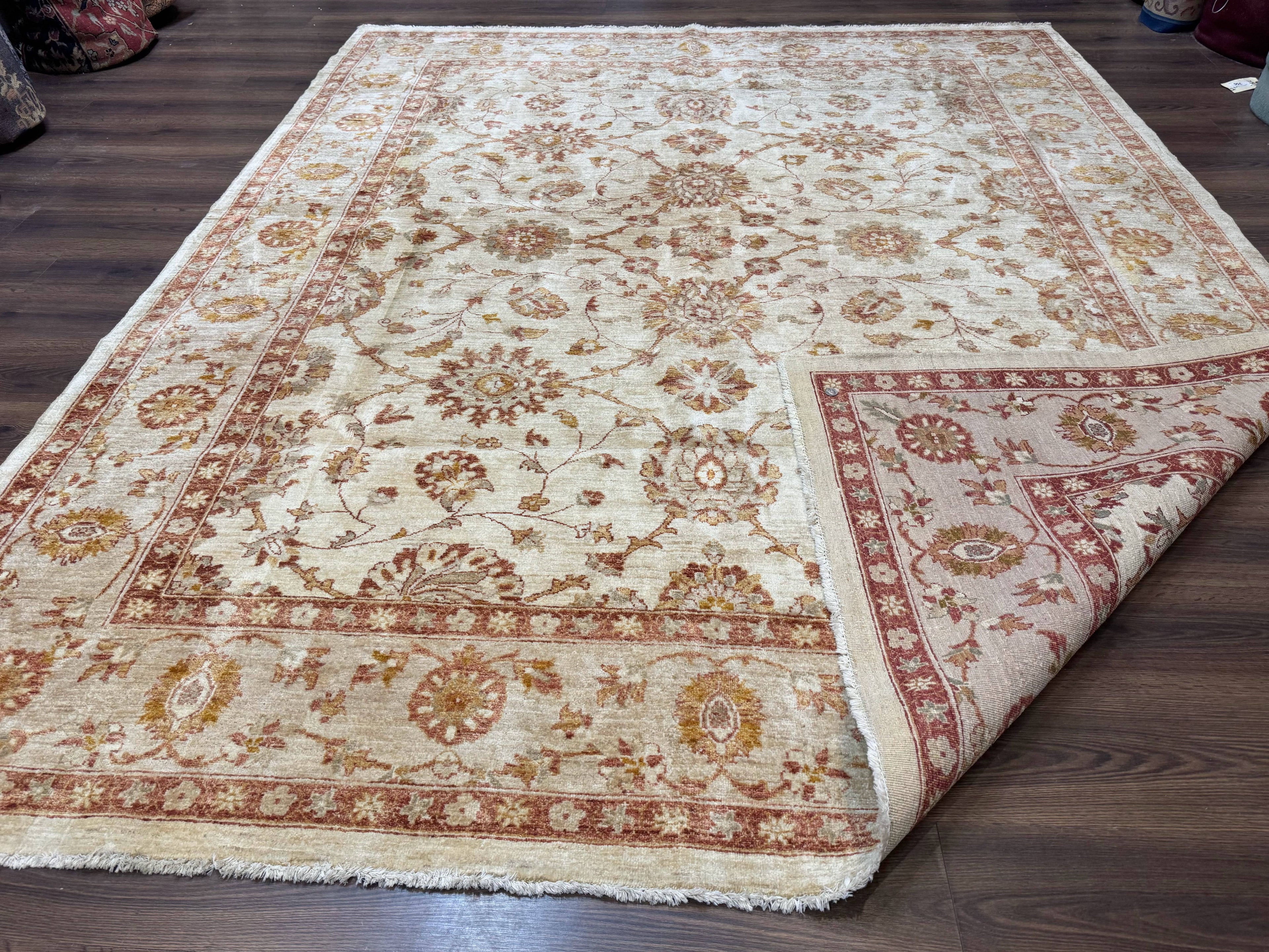 Pakistani Peshawar Rug 8x10, Pak Persian Traditional Oriental Carpet, Handmade, Wool, Allover Pattern