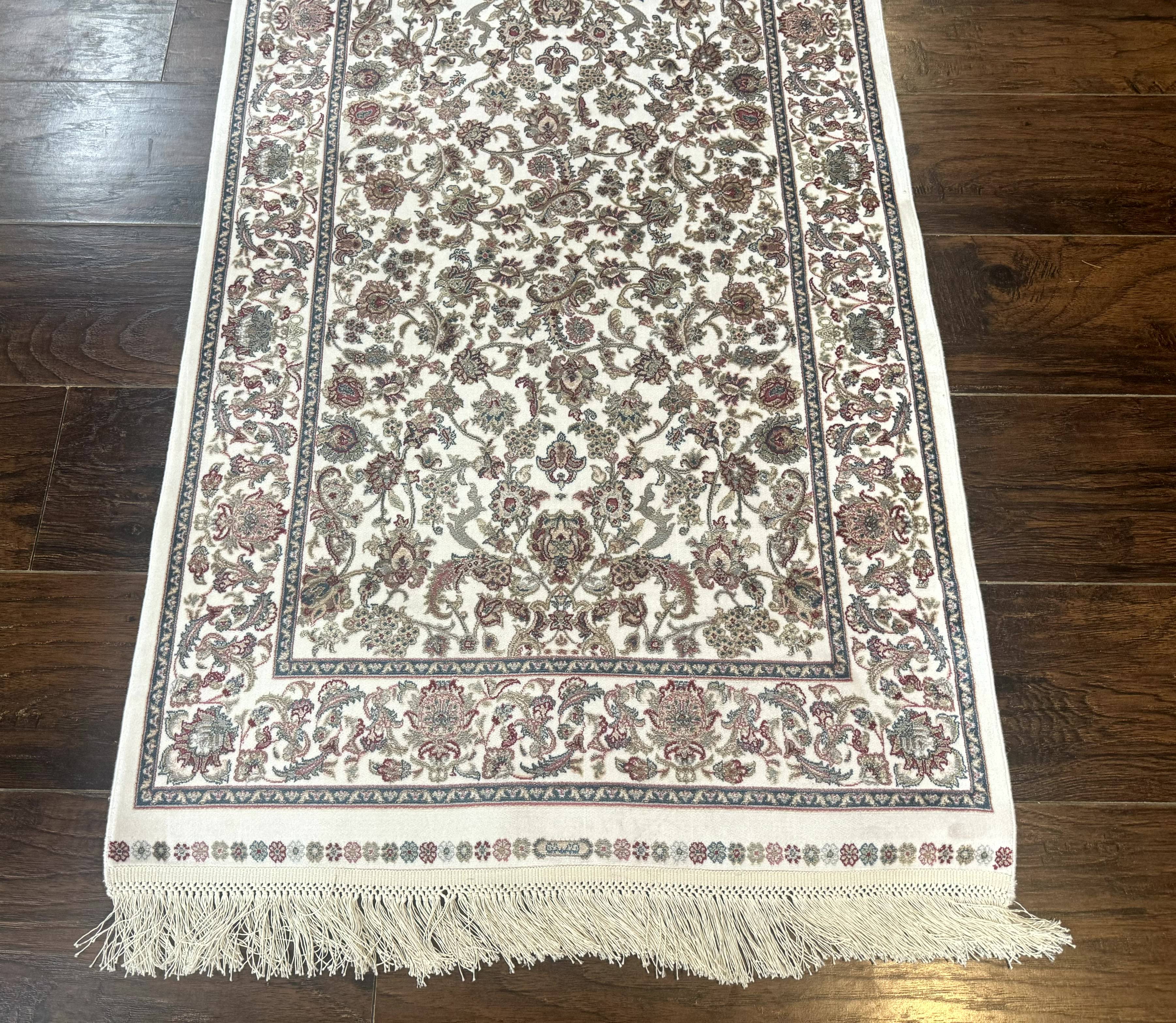 Small Turkish Silk Rug 2.6 x 4, Ivory, Allover Design, Bamboo Silk
