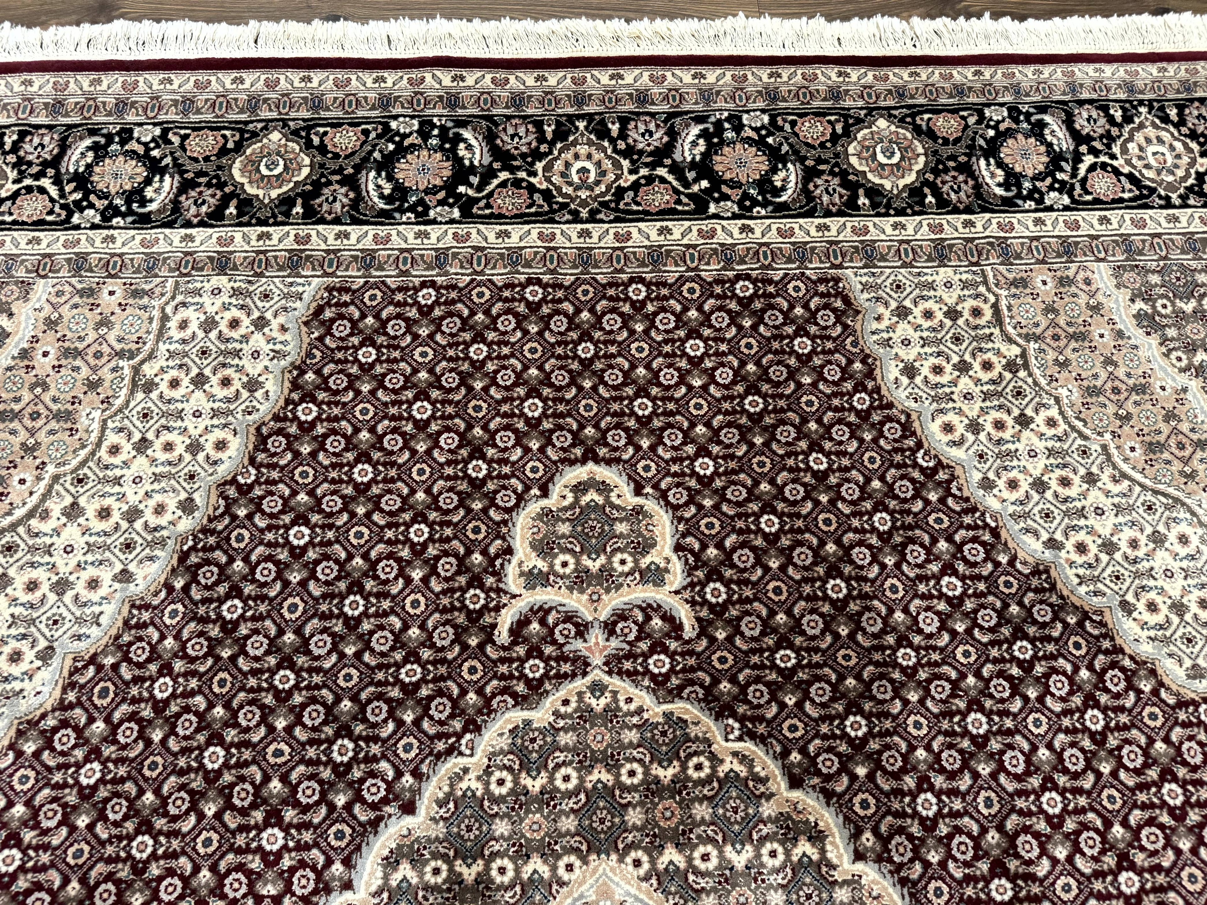 Sino Persian Rug 8x10, Herati, Elegant Oriental Carpet, Dark Maroon