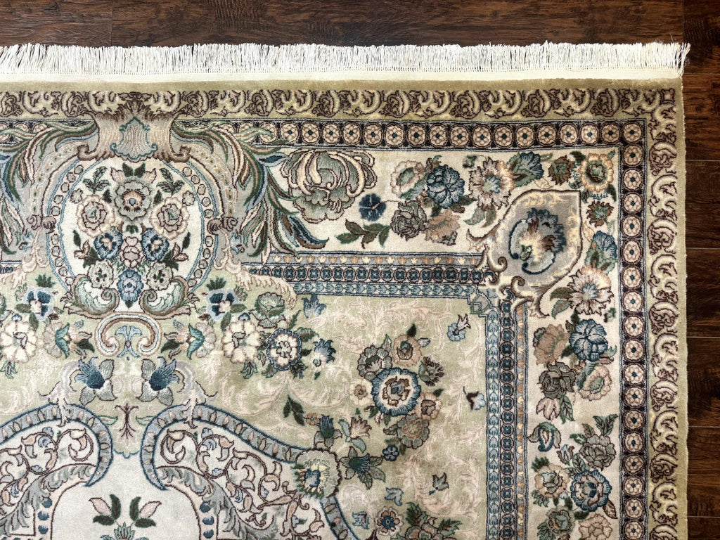 Pak Persian Rug 8 x 10.6, Elegant Oriental Carpet, Floral Medallion, Vintage Handmade Wool Rug, FIne 240 KPSI