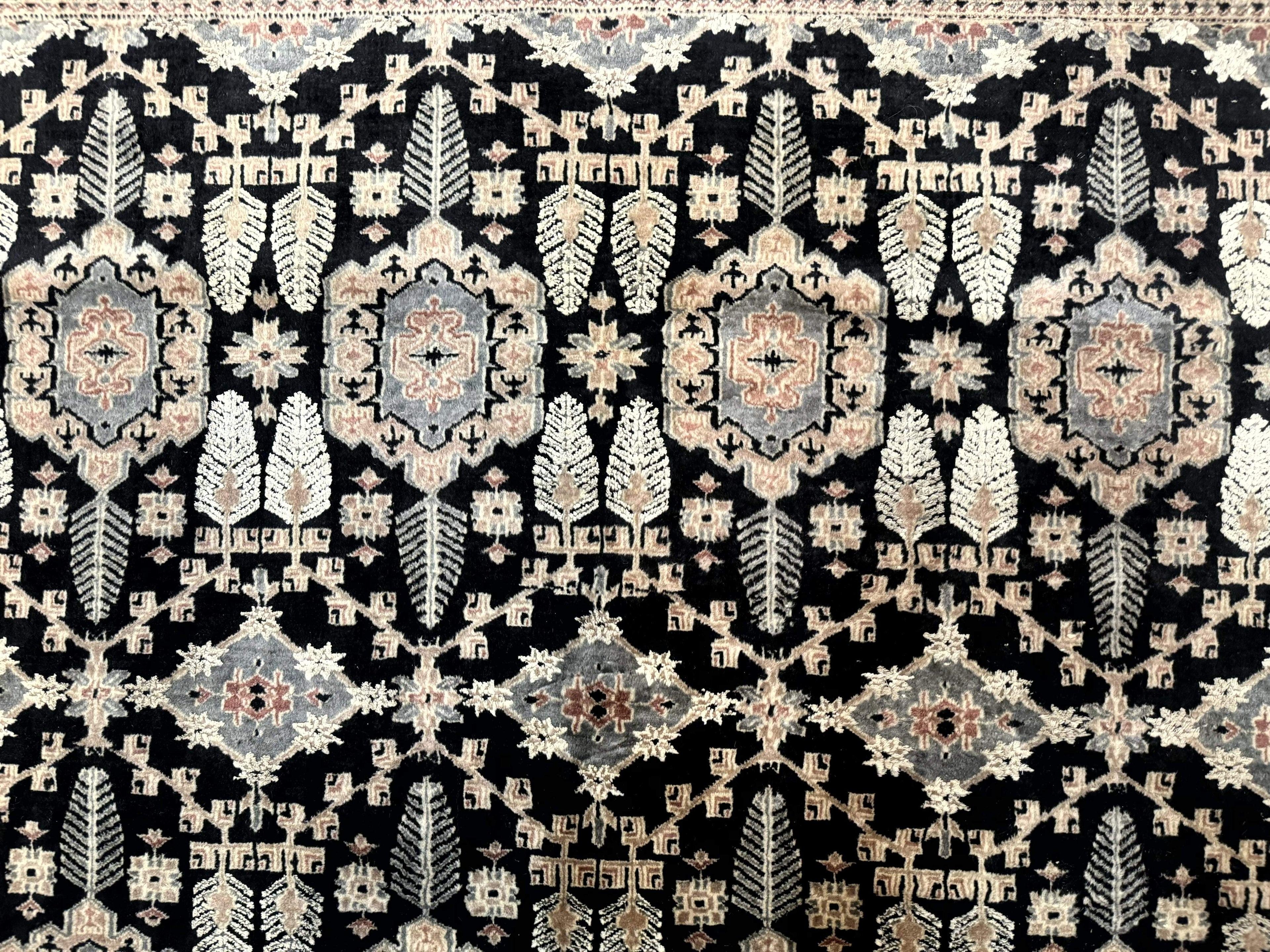 Turkoman Bokhara Rug 6x9, Pakistani Carpet, Black, Hand Knotted