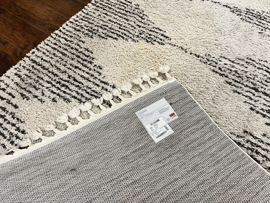 Shag Rug 5x8, Off White and Black Modern Contemporary Shag Area Rug, Moroccan Style Rug 5 x 8 ft, Medium Sized Rug, nuLoom Rug