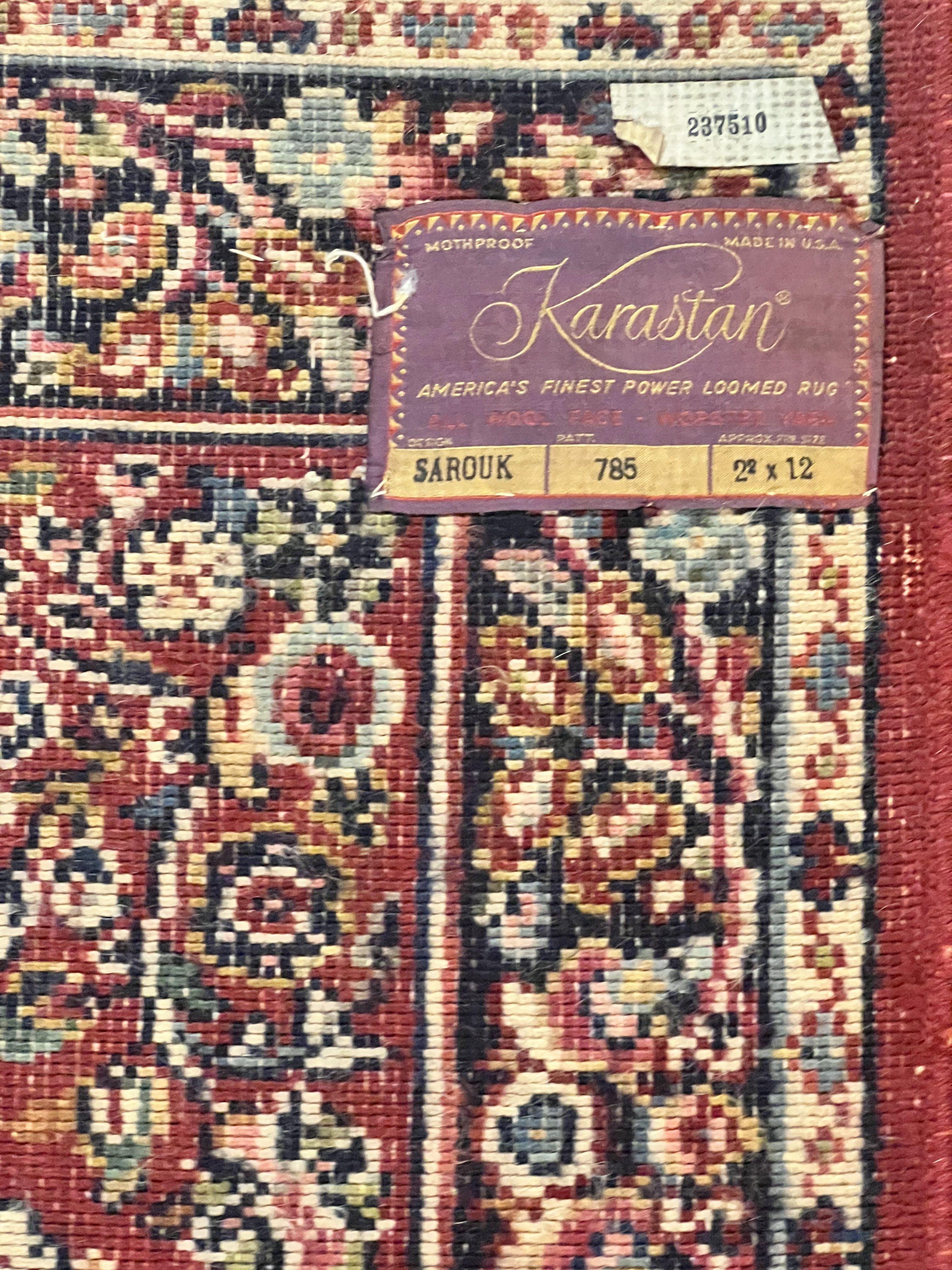 Antique Karastan Runner Rug 2x12, Karastan Sarouk #785, Original Collection, 700 Series, 2 x 12 Runner for Hallway, Wool Karastan Rug, Rare