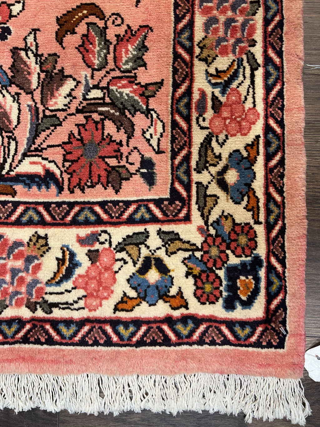 Persian Sarouk Runner Rug 2.9 x 13.6, Wool Floral Hand Knotted Runner