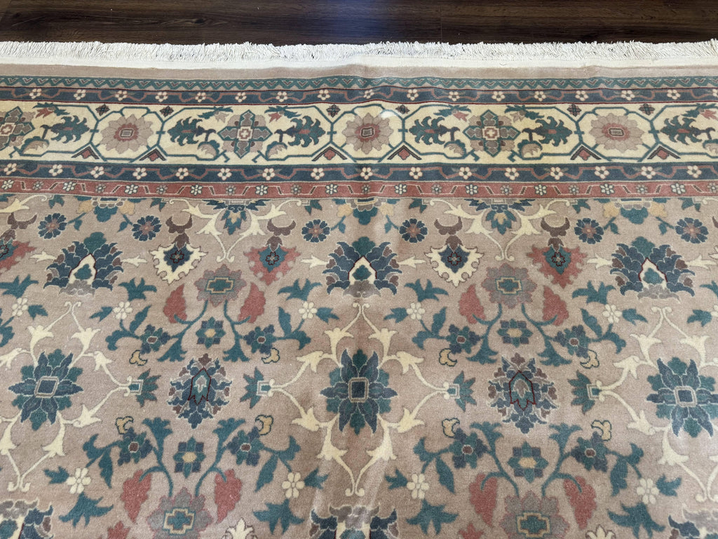 Palace Size Wool Rug 10x18, Sino Persian Kerman Rug, Oversized Hand Knotted Carpet, Light Taupe, Allover Pattern