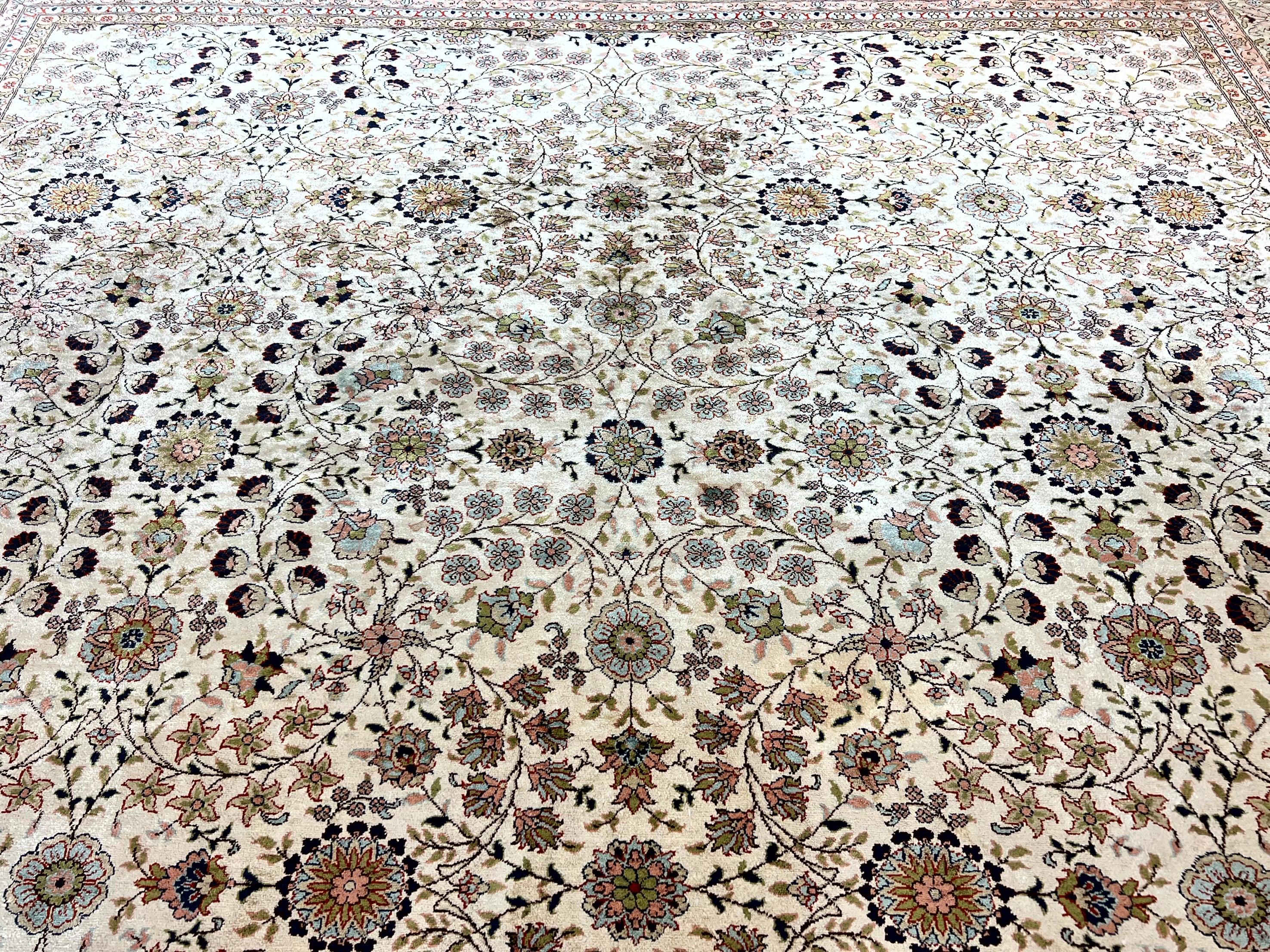 Wonderful Turkish Silk Rug 8x12, Handmade, Fine 320 KPSI