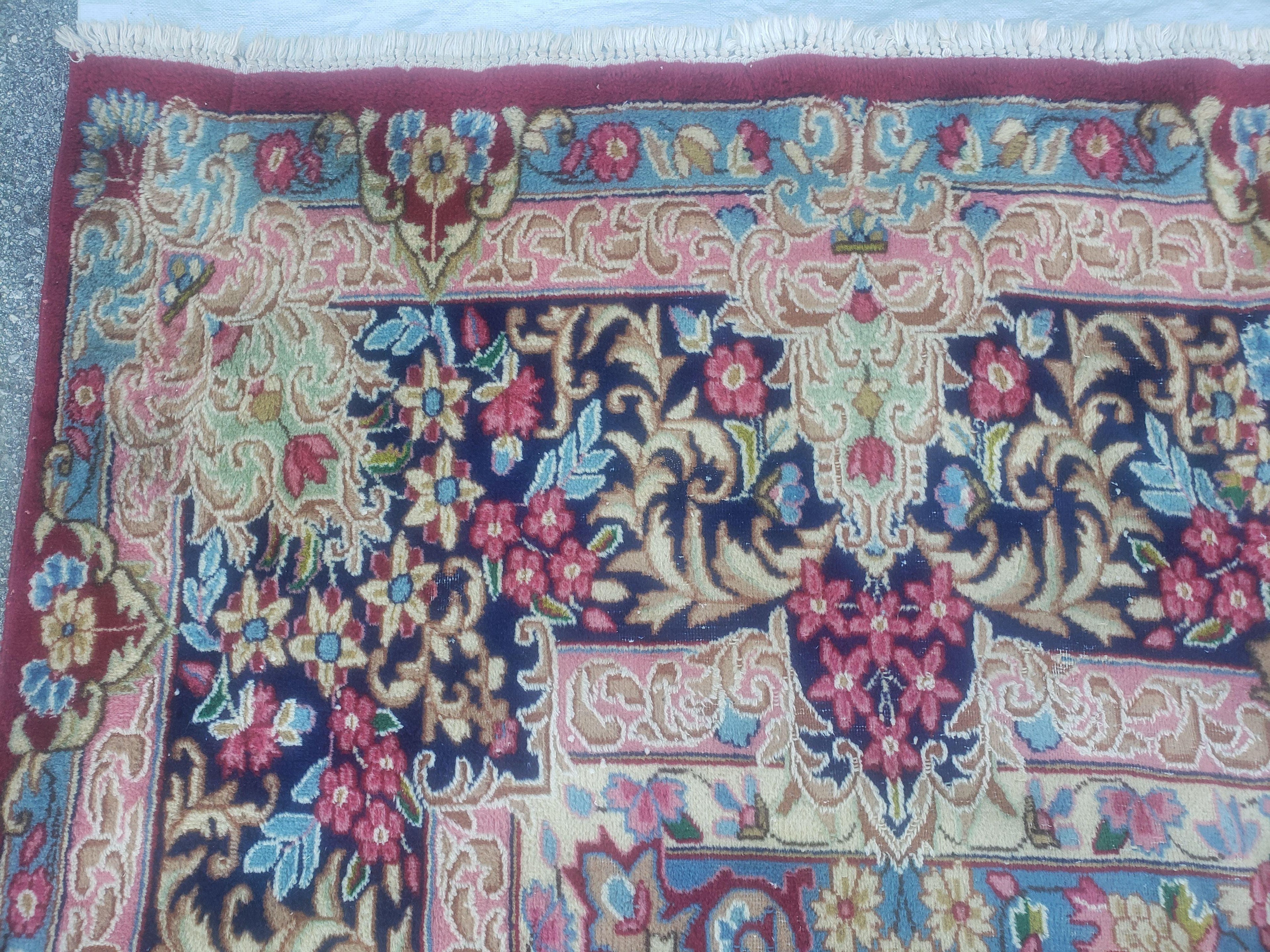 Antique Persian Kirman Rug 10x17 Oriental Carpet 10 x 17, Red, Multicolor, Namazian Signature Master Weaver, Shabby Chic, Semi Open Field