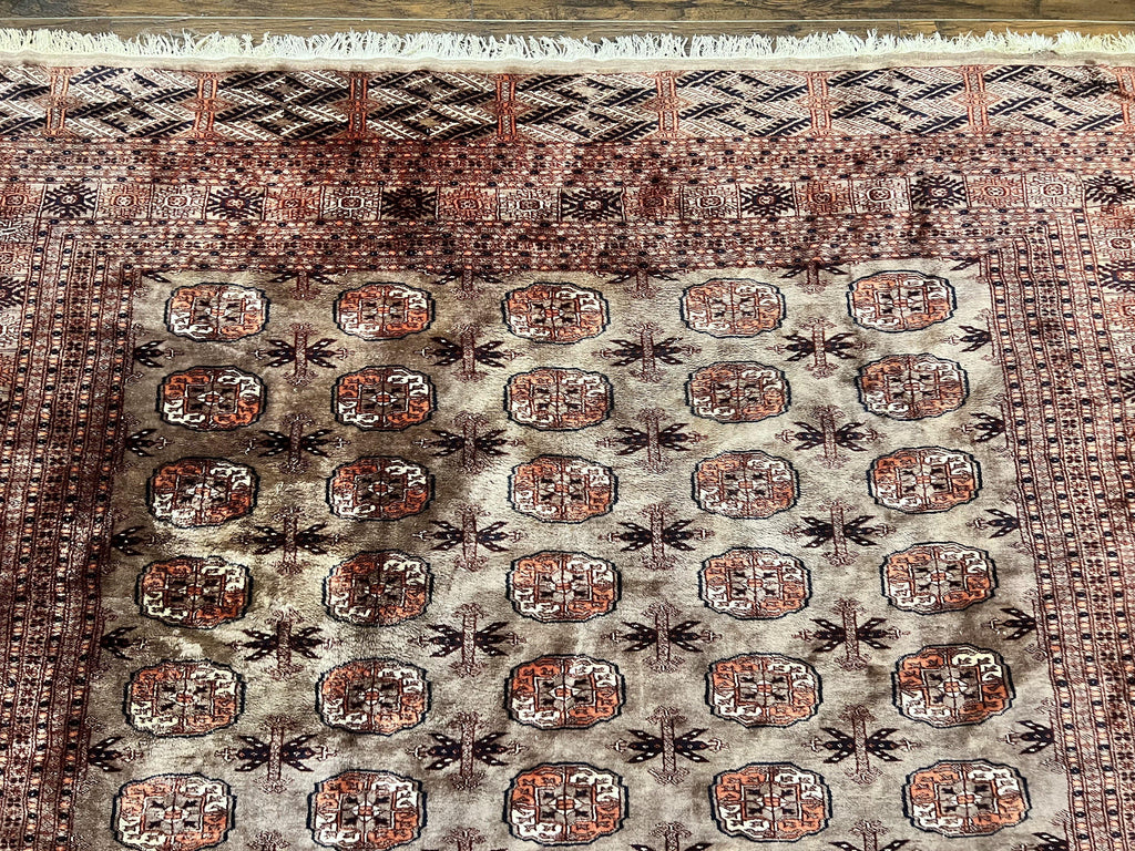 Pakistani Bokhara Turkoman Rug 7x10, Handmade Vintage Wool Carpet, Brown-Red