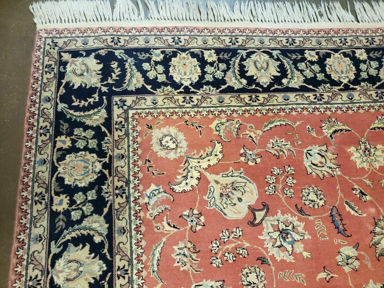 6' X 9' Vintage Fine Oriental Floral Handmade Wool Rug Vegetable Dyes Red Nice