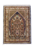 Semi Antique Persian Qum Silk Prayer Rug, Silk, Hand-Knotted, 3'6" x 5'