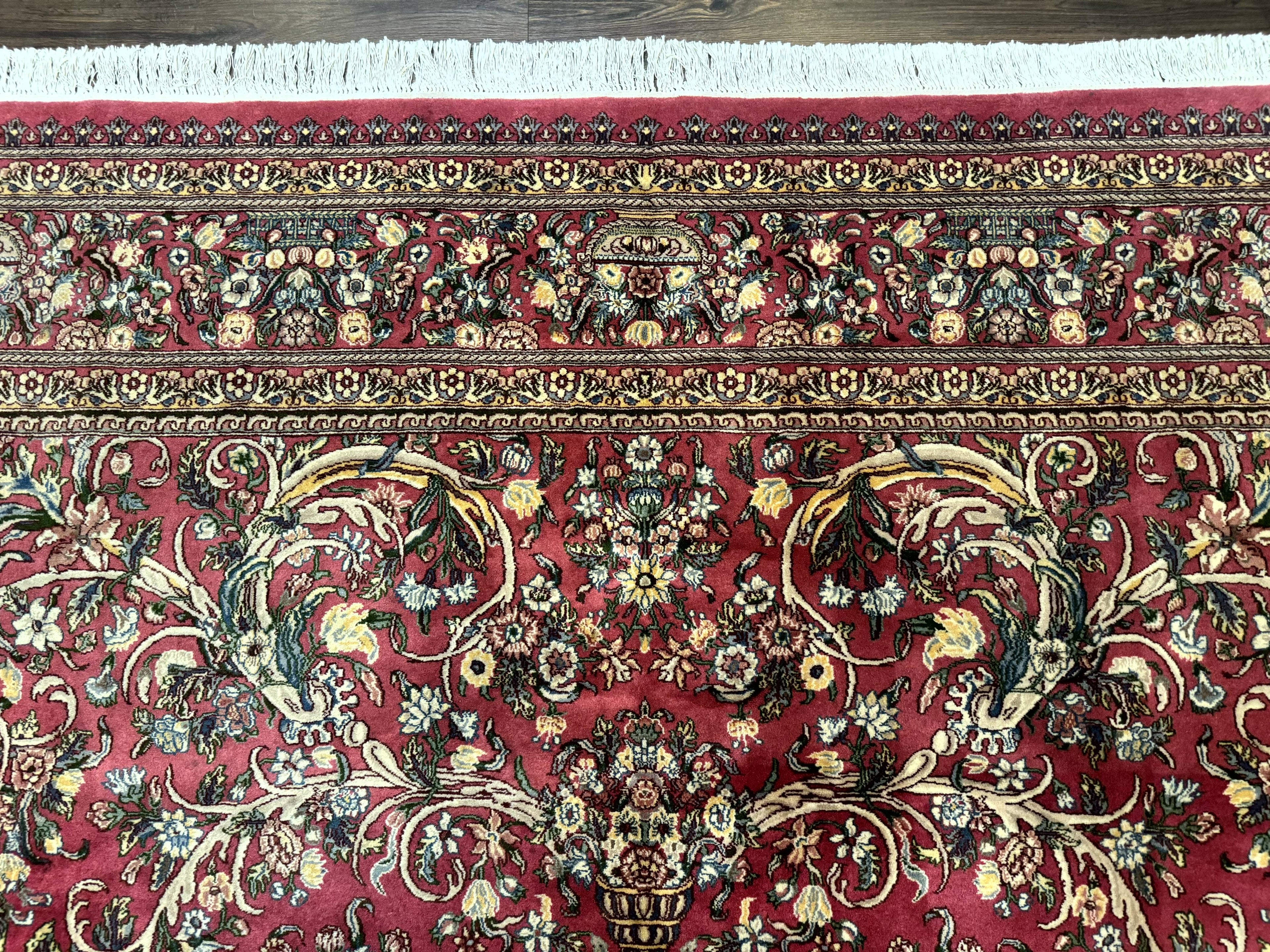 Sino Persian Rug 9x12, Fine 290 KPSI, Rose-Red, Floral Allover