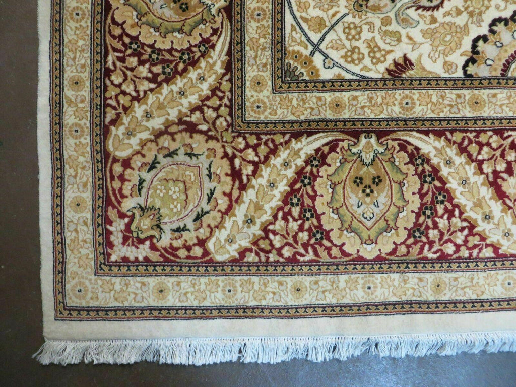 9' X 12' Vintage Handmade Wool Rug Pakistani Floral Design Nice Vegetable Dye