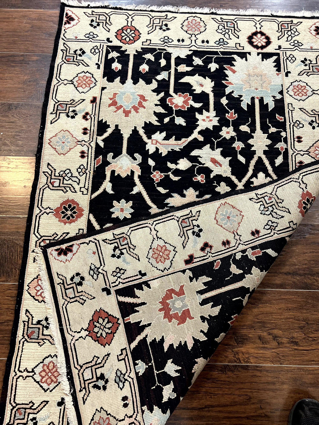 Turkish Flatweave Kilim Rug 3x5, Black, Handmade Vintage Wool Carpet
