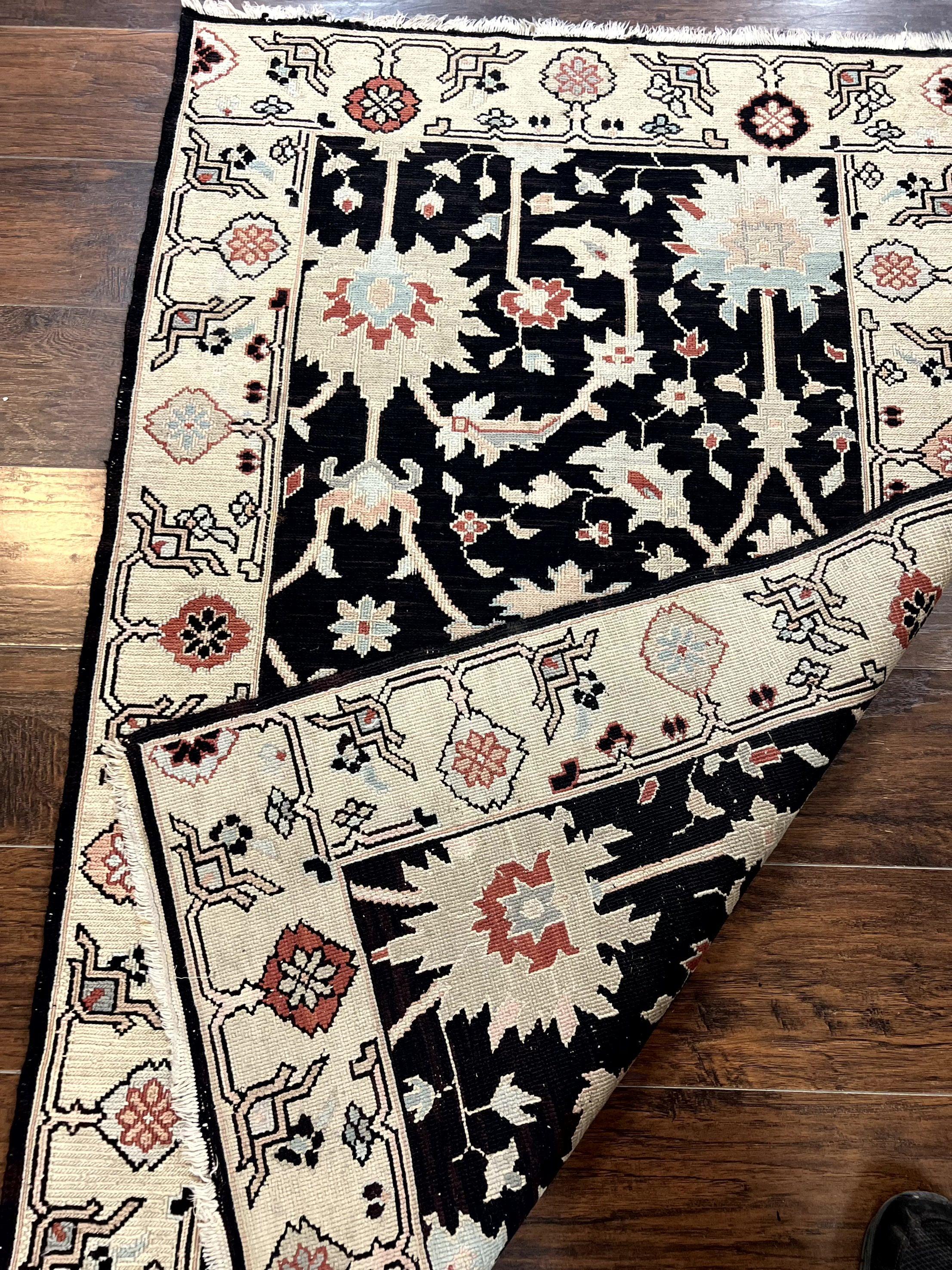 Turkish Flatweave Kilim Rug 3x5, Black, Handmade Vintage Wool Carpet