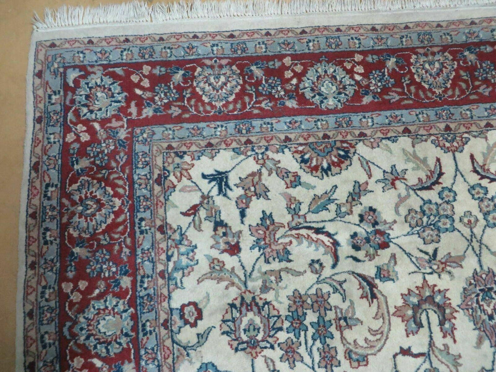 6' X 9' Vintage Handmade Fine Chinese Floral Oriental Wool Rug Carpet Beige
