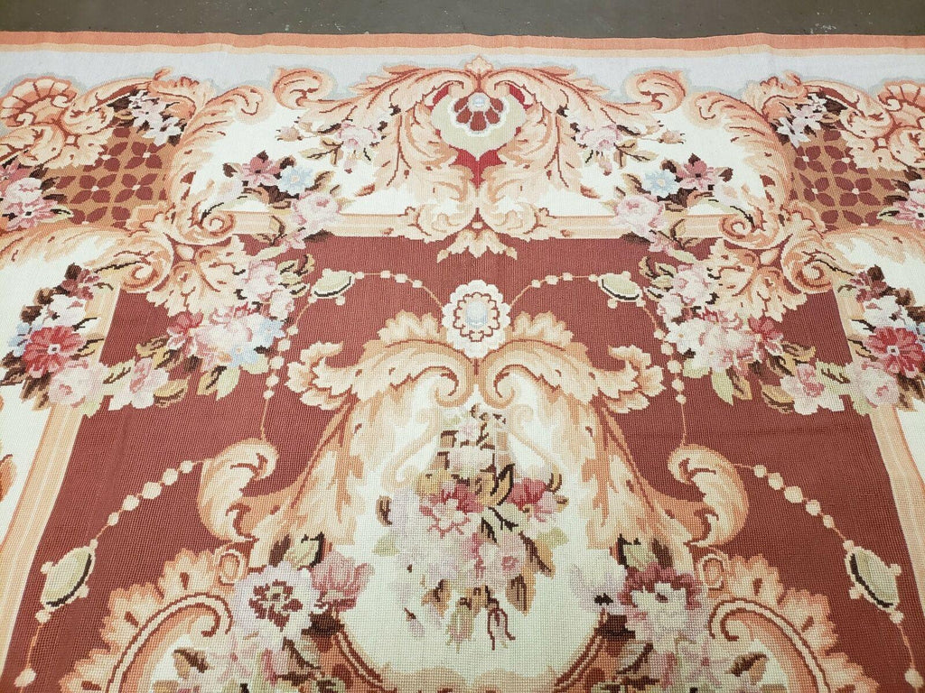 6' X 9' Vintage Handmade Chinese Needlepoint Wool Rug Flat Weave