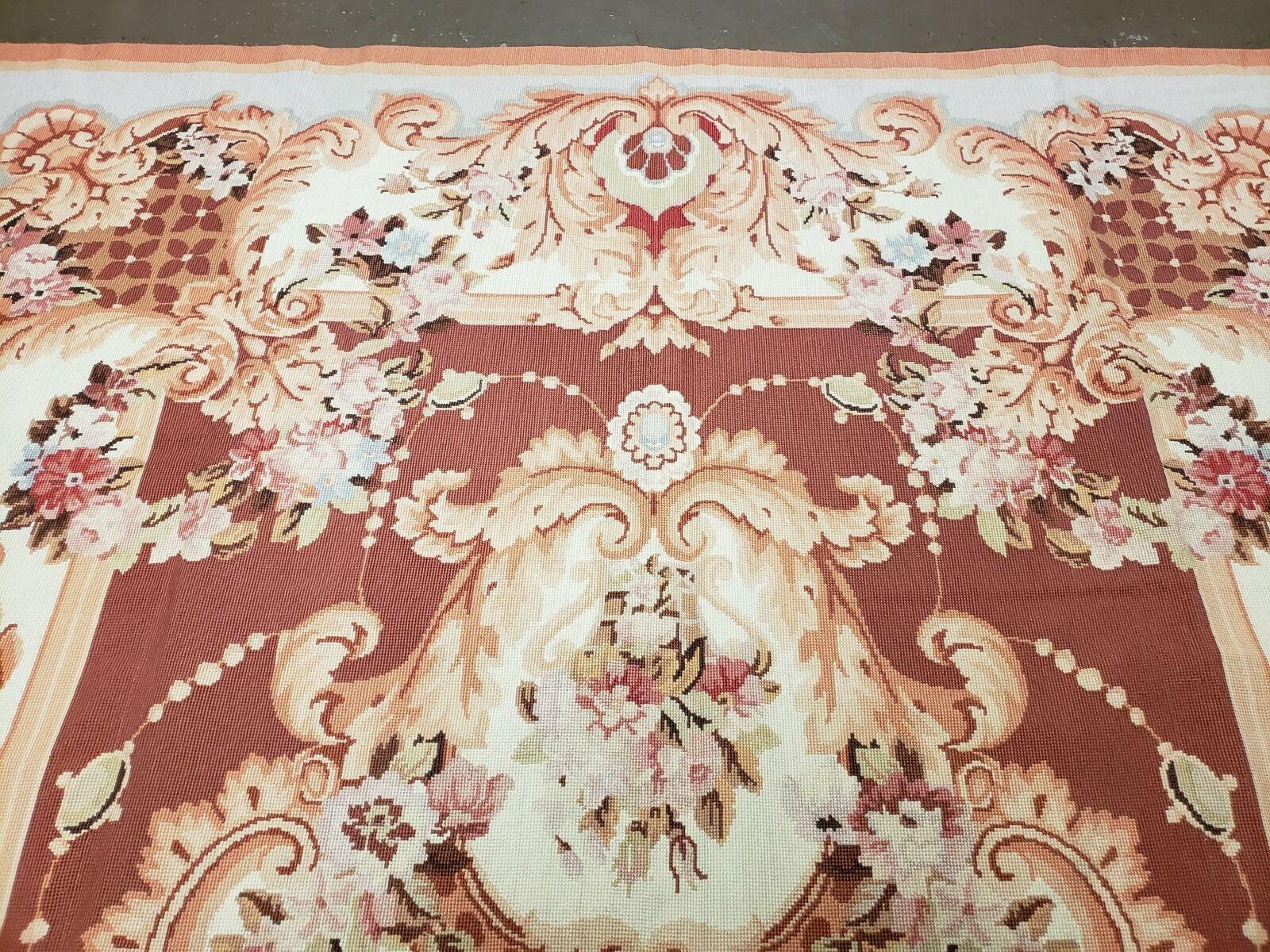 6' X 9' Vintage Handmade Chinese Needlepoint Wool Rug Flat Weave