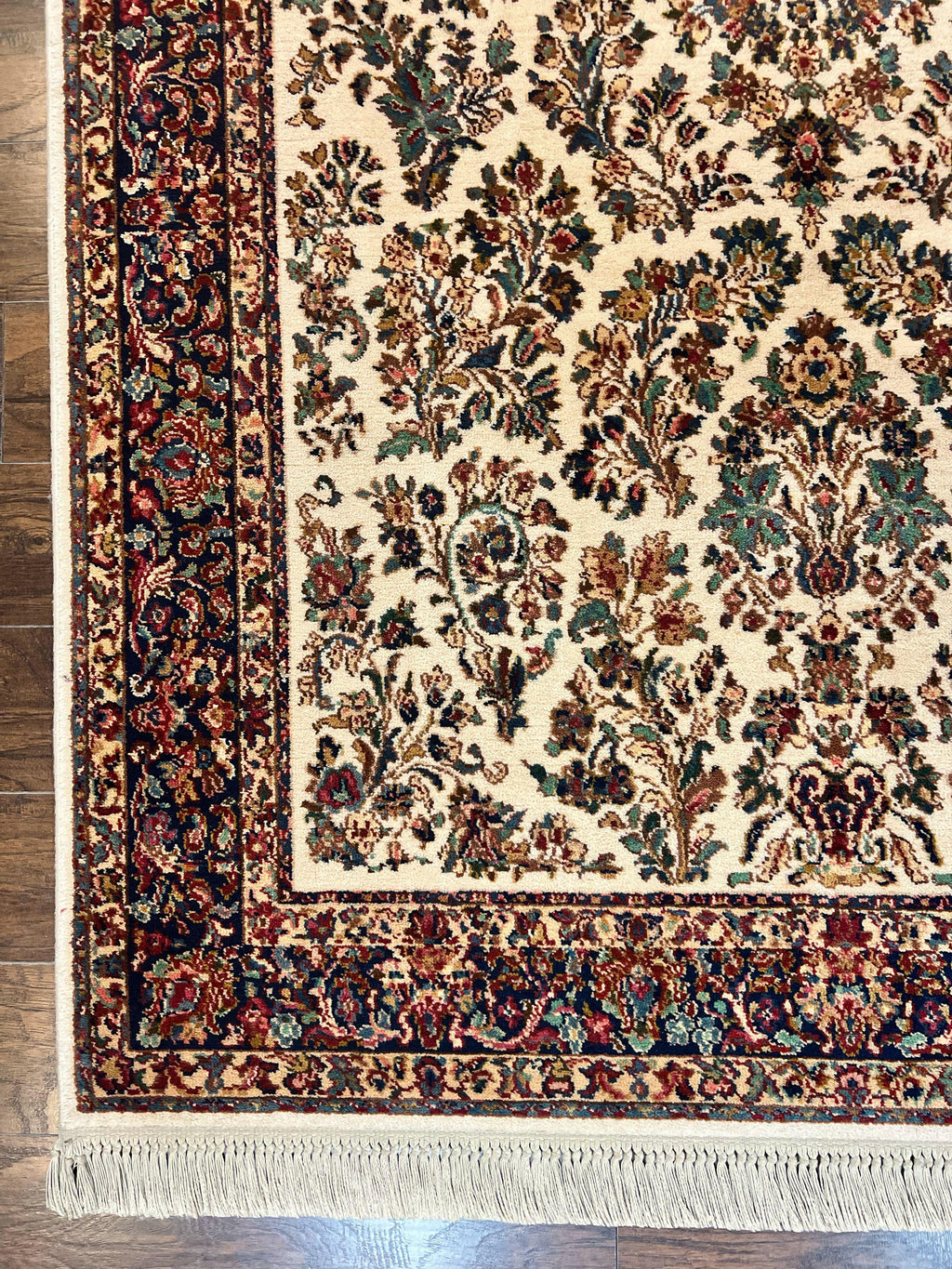 Karastan Rug 5.9 x 9, Ivory Sarouk #760, Wool Vintage Original Collection 700 Series