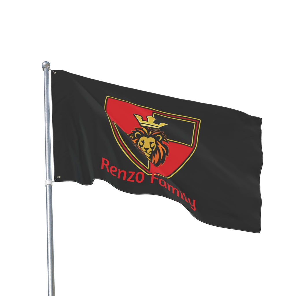 Renzo Family Flag — Double-Sided Black  Lion Crest Banner