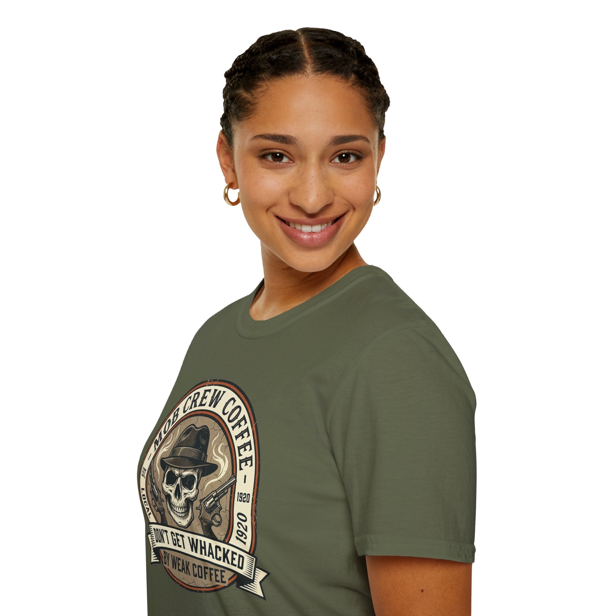 Mob Crew Don’t Get Whacked by Weak Coffee T-Shirt - Vintage Skull Roast Tee