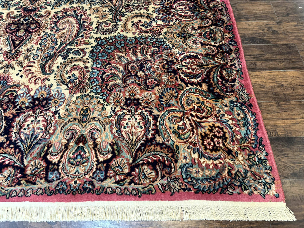 Antique Karastan Kirman Rug 8.8 x 12, Imperial Karastan #1427, Ivory Kirman