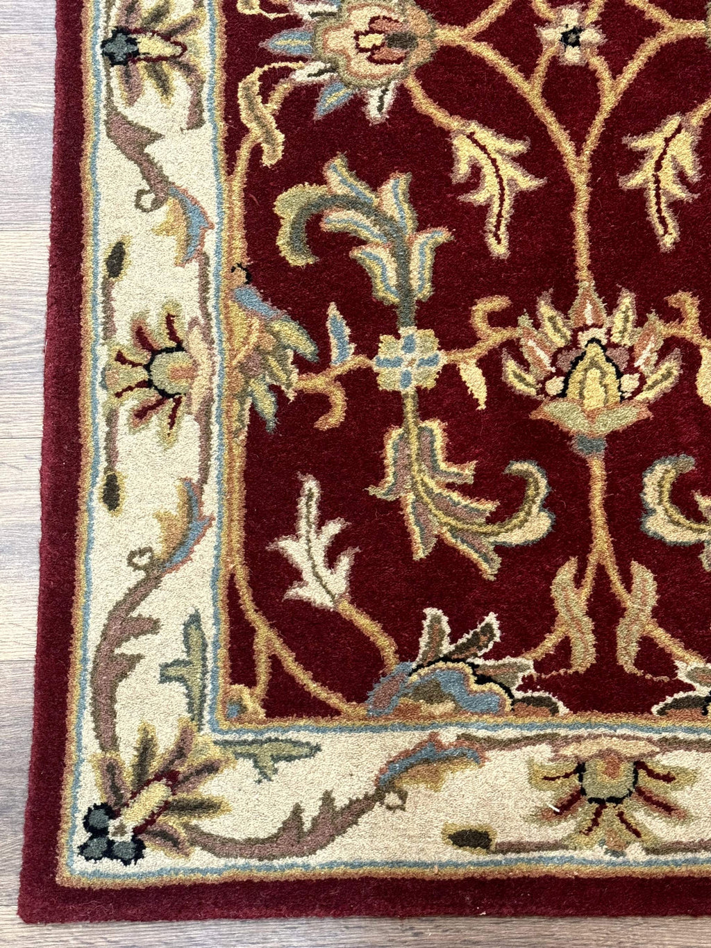 Small Floral Wool Rug 3x5, Safavieh Heritage Collection, Dark Red, Pair B