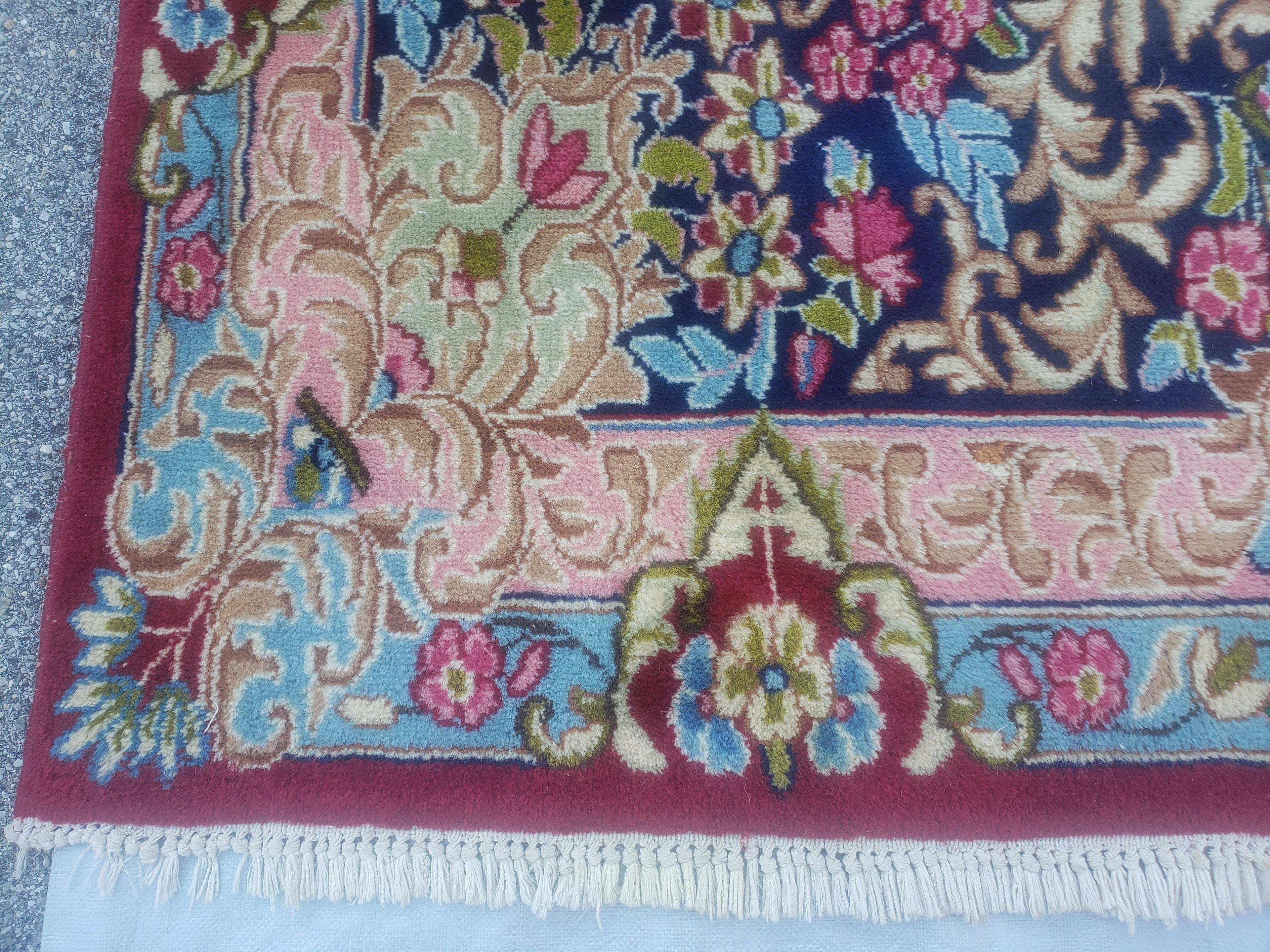 Antique Persian Kirman Rug 10x17 Oriental Carpet 10 x 17, Red, Multicolor, Namazian Signature Master Weaver, Shabby Chic, Semi Open Field