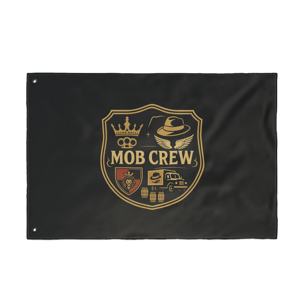 Mob Crew 4 Family Shield Flag – Vintage Mafia Emblem Double-Sided Outdoor Banner