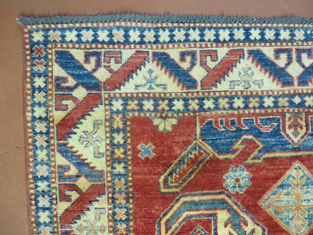 4' X 6' Vintage Handmade Turkish Kazak Pattern Wool Rug Carpet Nice