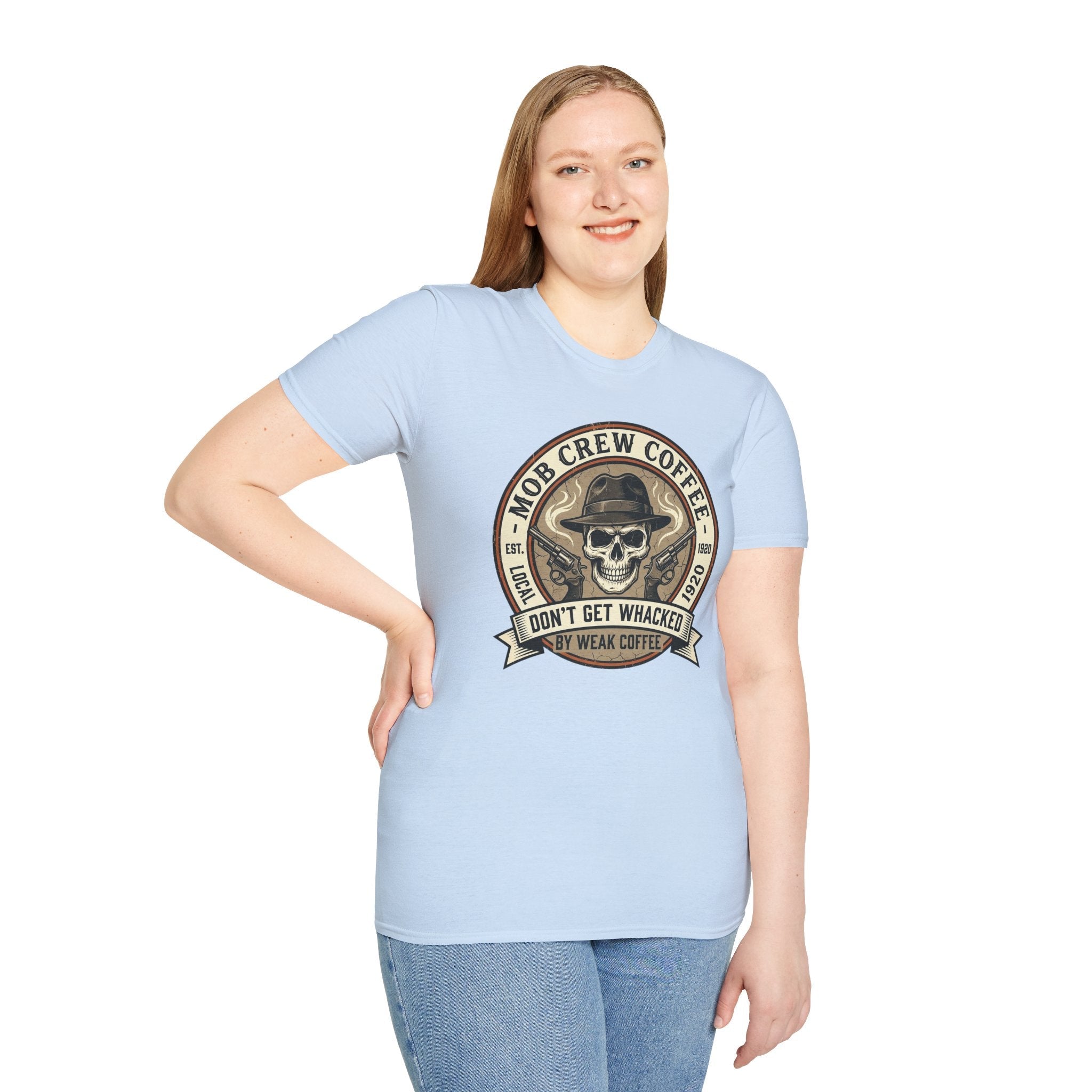 Mob Crew Don’t Get Whacked by Weak Coffee T-Shirt - Vintage Skull Roast Tee