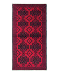 Afghan Rug 4x7, Tribal Carpet, Balouch Rug, Red and Navy Blue, Repeated Medallions, New