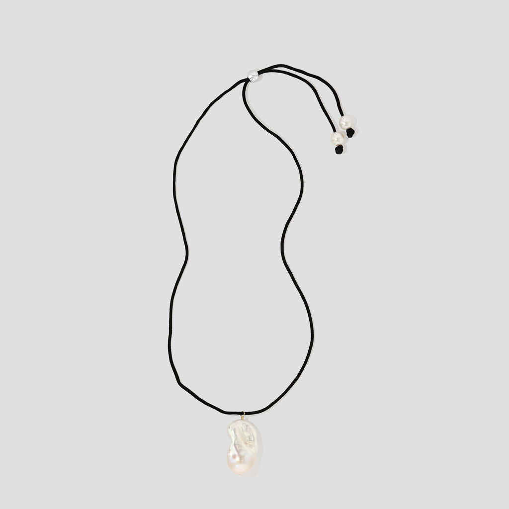 Floating Pearl Necklace Black Cord