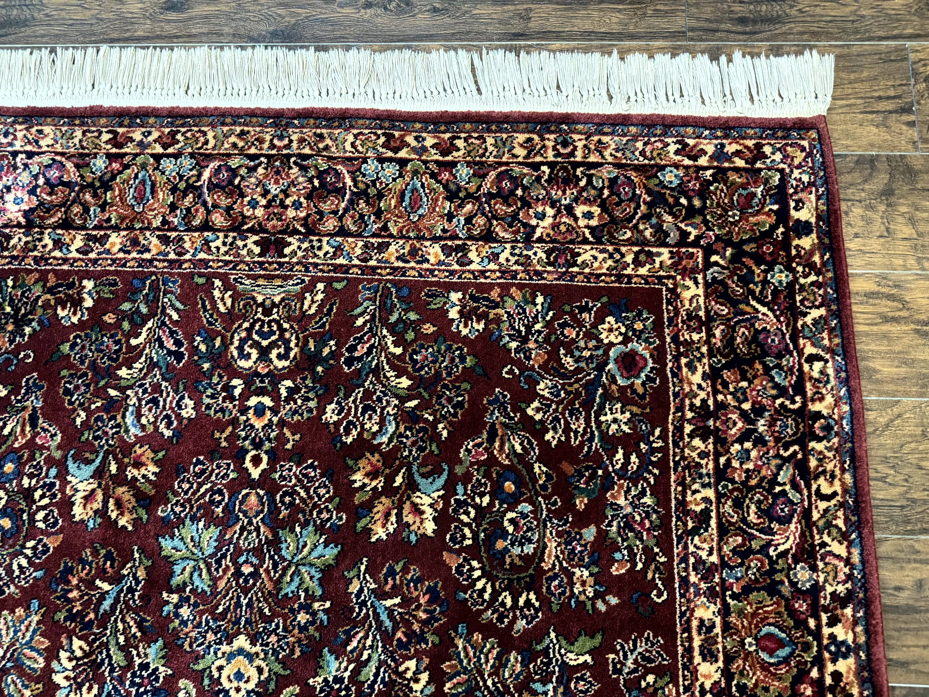 5.9 x 9 Karastan Rug Red Sarouk Rug #785, 100% Wile Pile Carpet, Original 700 Series, Vintage